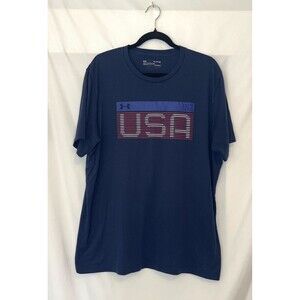 Under Armour Men's Short Sleeve USA Freedom Heatgear Navy Blue T-Shirt Size XL